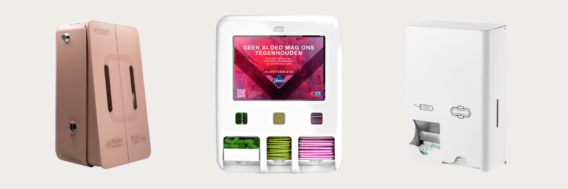 Verschillende typen maandverband- en tampon dispensers