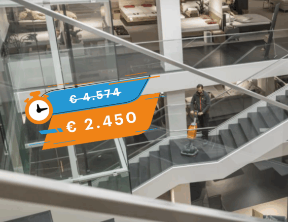 TASKI Swingo 250 schrobzuigmachine aanbieding,man op trap